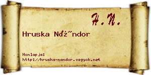 Hruska Nándor névjegykártya