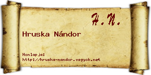Hruska Nándor névjegykártya
